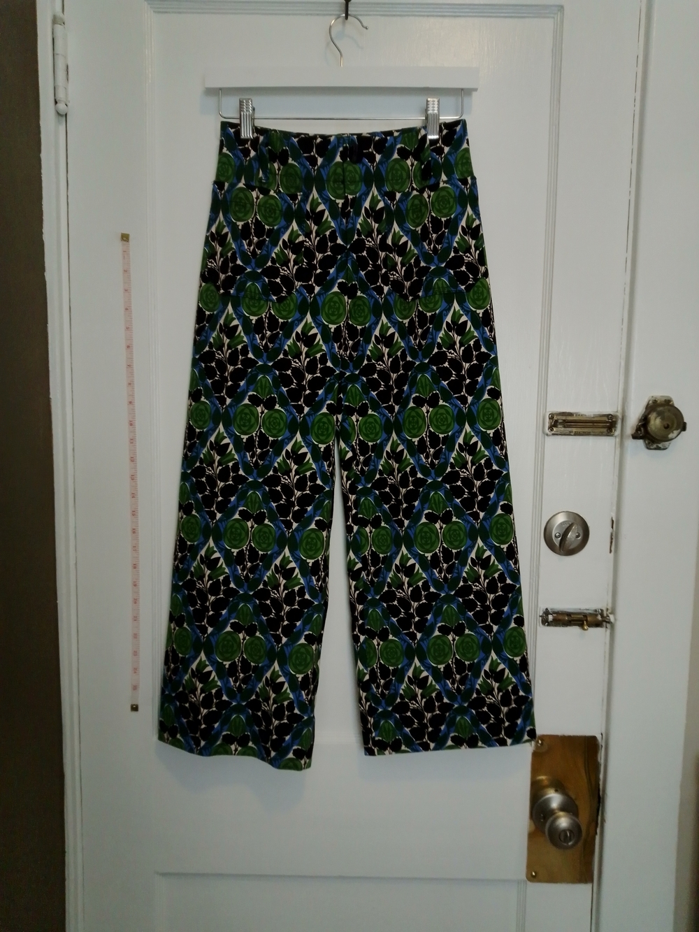 Anthropologie Blue, Green and Black Geometric Wide-Leg Pants 24 XS Petite